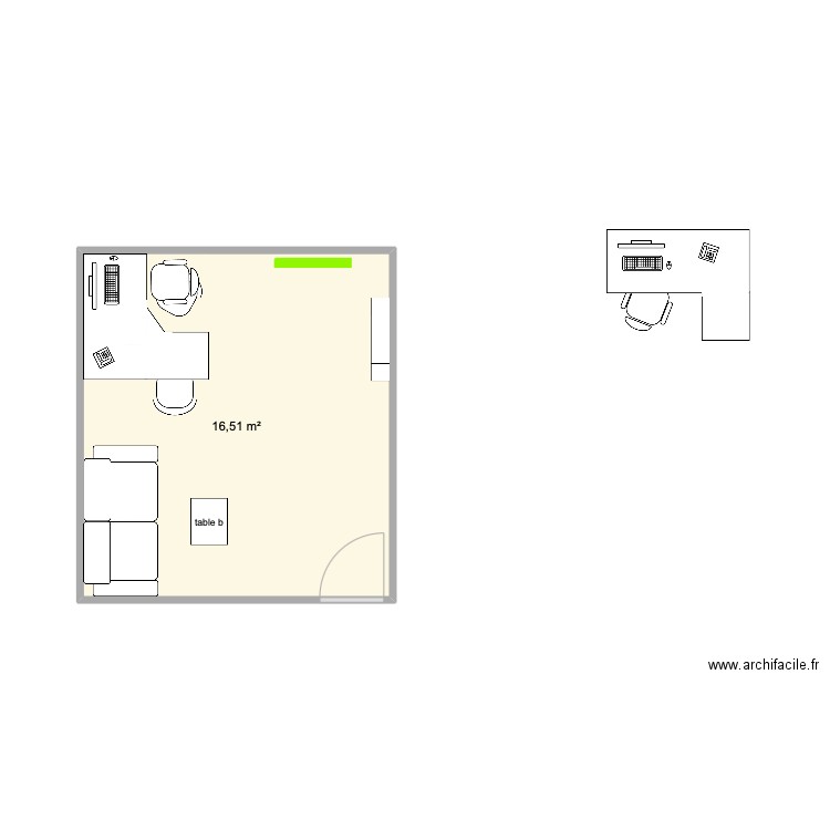 marie. Plan de 1 pièce et 17 m2