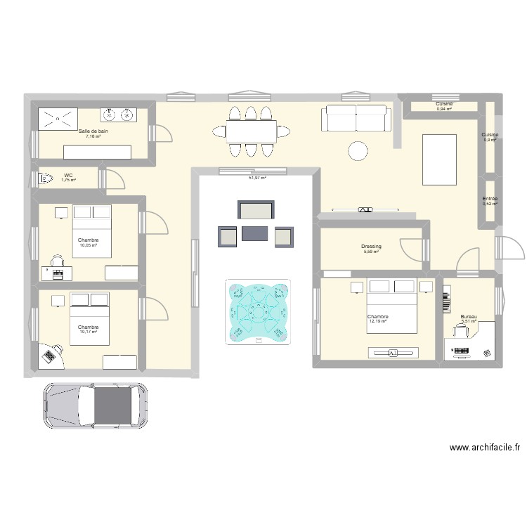 Construction Shannon et Théo. Plan de 11 pièces et 120 m2