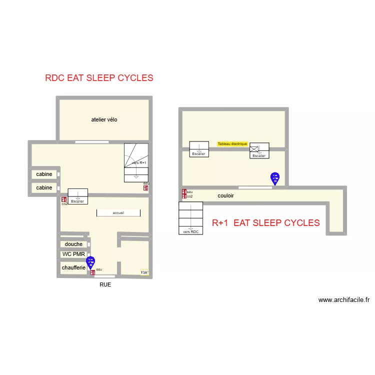 EAT SLEEP CYCLES. Plan de 13 et 29 m² EAT SLEEP CYCLES. Plan de 13 et 29 m²