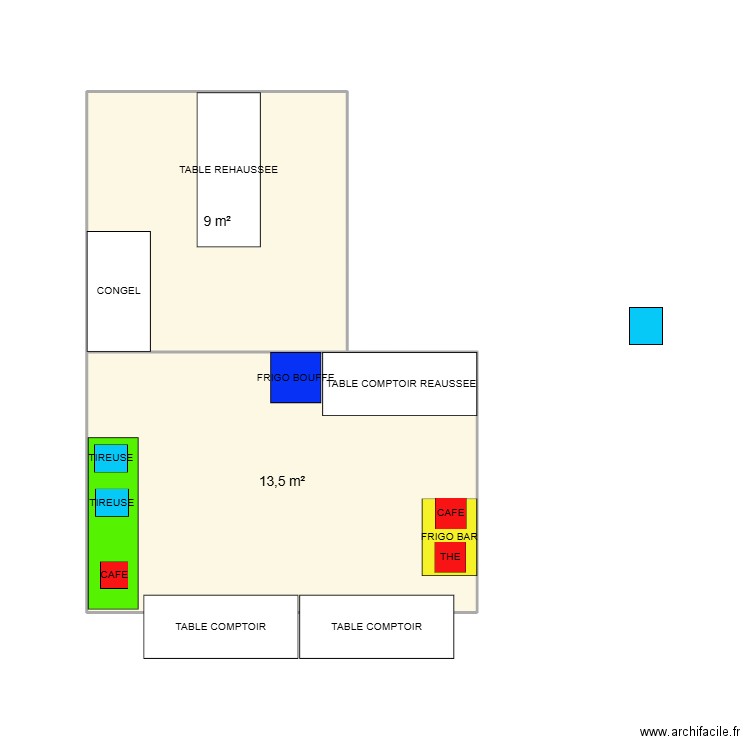 CHAALIS. Plan de 2 pièces et 23 m2