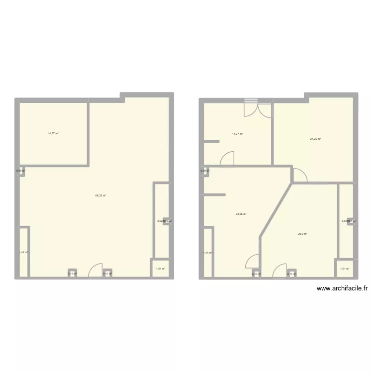 Atelier Couraye. Plan de 20 pièces et 173 m²