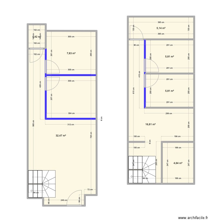 BRUN ITALIE. Plan de 8 pièces et 80 m2