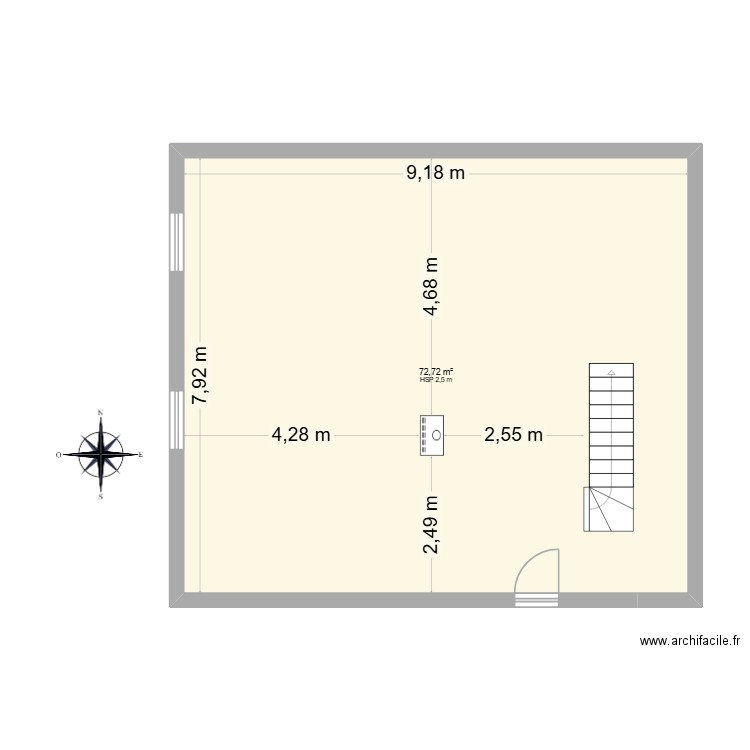 Niveau 2. Plan de 1 pièce et 73 m2