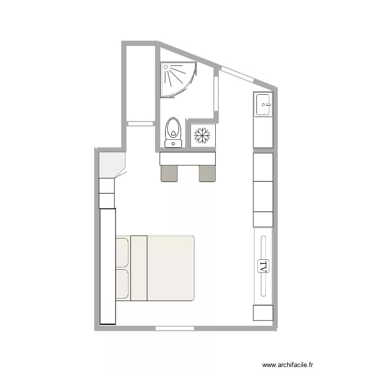 Studio. Plan de 3 et 22 m² Studio. Plan de 3 et 22 m²
