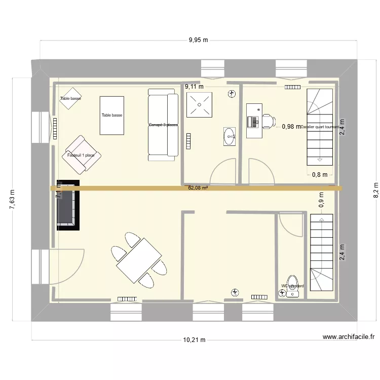 V1 - Maison Pleudihen 1er étage. Plan de 1 et 65 m² V1 - Maison Pleudihen 1er étage. Plan de 1 et 65 m²