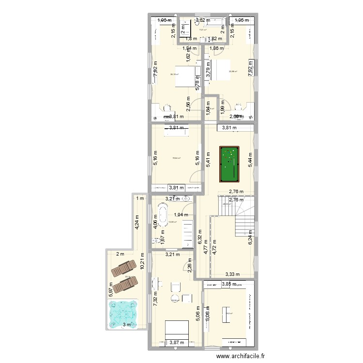 MLT Vincennes 1er étage Aménagement. Plan de 10 pièces et 209 m2