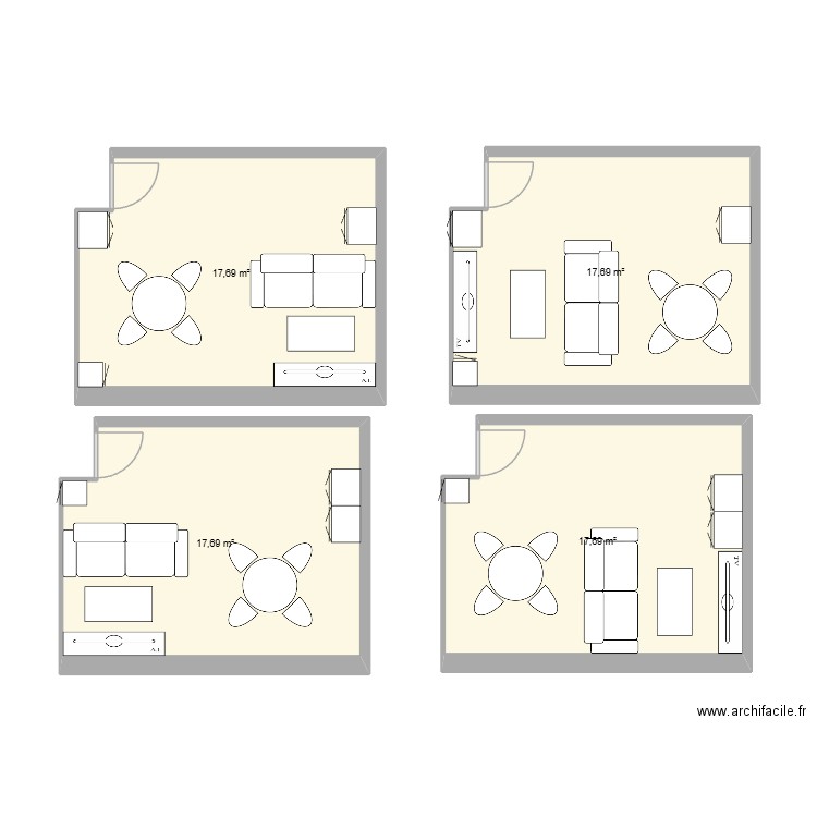 salon. Plan de 4 pièces et 71 m2