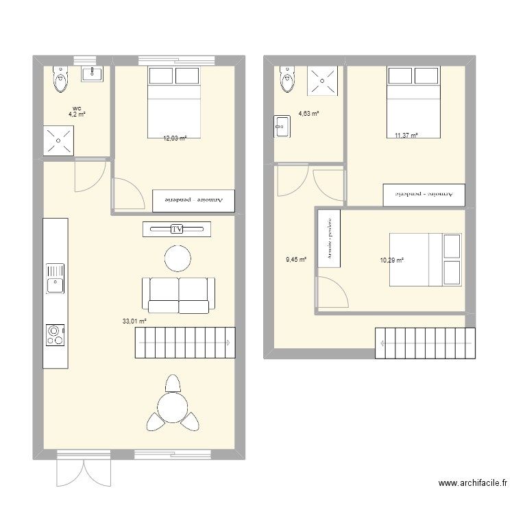 Local PAITA F4. Plan de 7 pièces et 85 m2