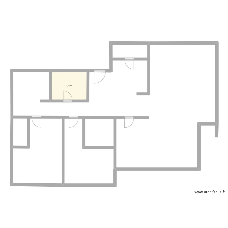 Appart Curvers. Plan de 1 pièce et 8 m2