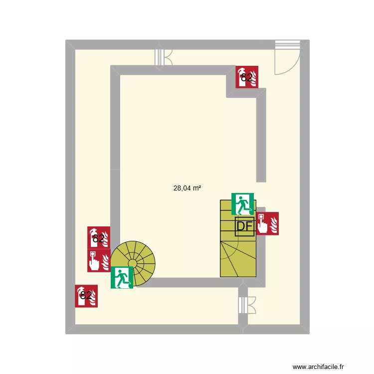plan 2eme etage YE. Plan de 1 et 28 m² plan 2eme etage YE. Plan de 1 et 28 m²