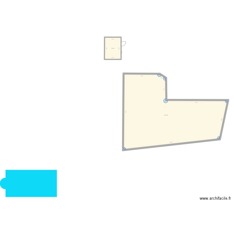 piscine. Plan de 2 pièces et 175 m2