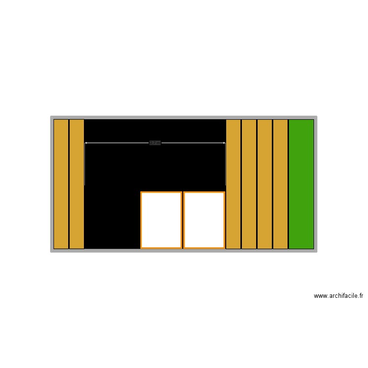 MUR FOND ST BH. Plan de 1 pièce et 13 m2