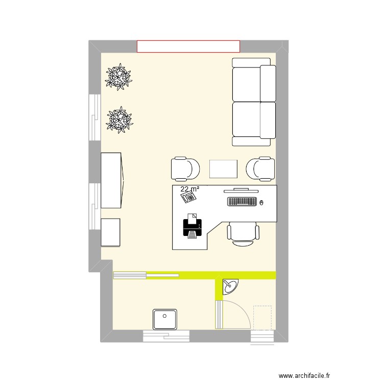 local les jardins de carthage. Plan de 1 pièce et 22 m2