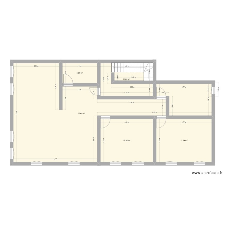 Muller. Plan de 5 pièces et 125 m2
