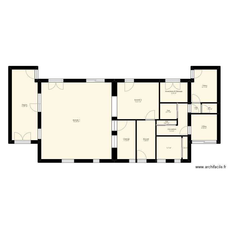 10RT - Jouy le moutier - Projet. Plan de 15 pièces et 140 m2