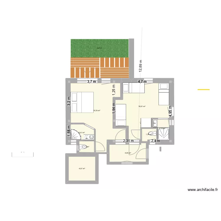 Plan Laurier Sans avancée. Plan de 8 et 53 m² Plan Laurier Sans avancée. Plan de 8 et 53 m²