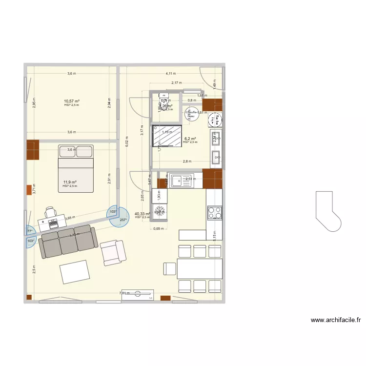 A15 04-09-26 BOIS DE CE. Plan de 5 Pièces et 70 m² A15 04-09-26 BOIS DE CE. Plan de 5 Pièces et 70 m²
