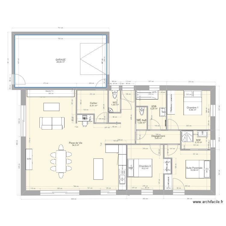 mroz3. Plan de 11 pièces et 133 m2