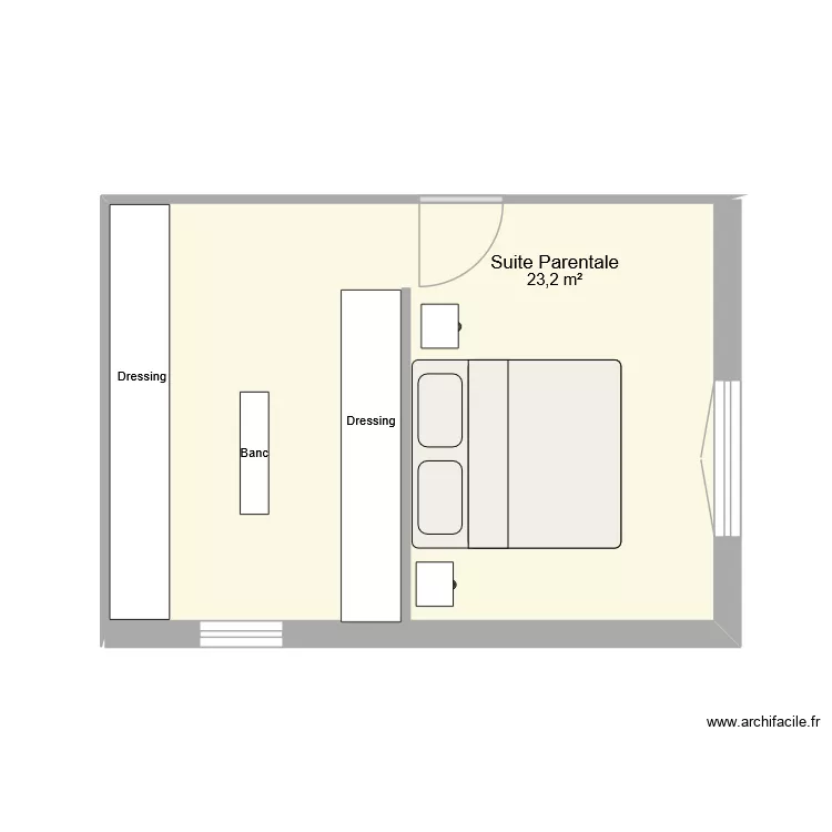 Suite parentale. Plan de 1 et 23 m² Suite parentale. Plan de 1 et 23 m²