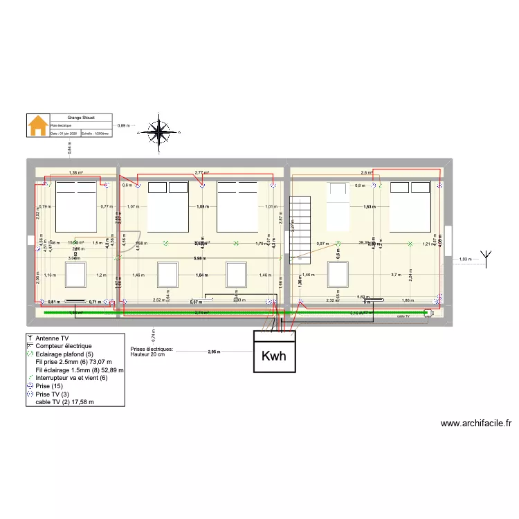 Grange Stouet. Plan de 9  et 87 m²
