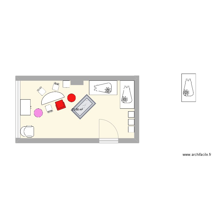 grands bb. Plan de 1 pièce et 21 m2