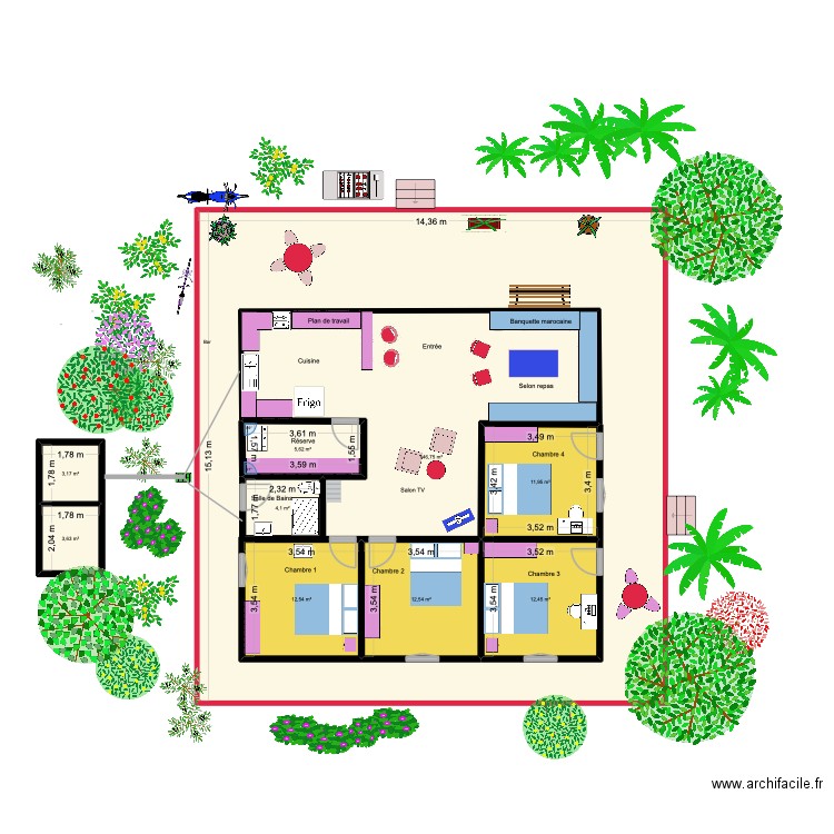 Bouyouye 4. Plan de 9 pièces et 283 m2