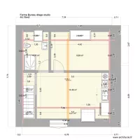 ferme bureau &eacute;tage Studio 44,15 m2