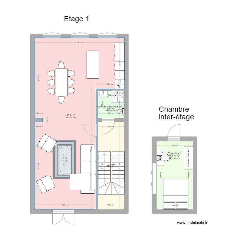 GH - coloc salon. Plan de 4 pièces et 75 m2