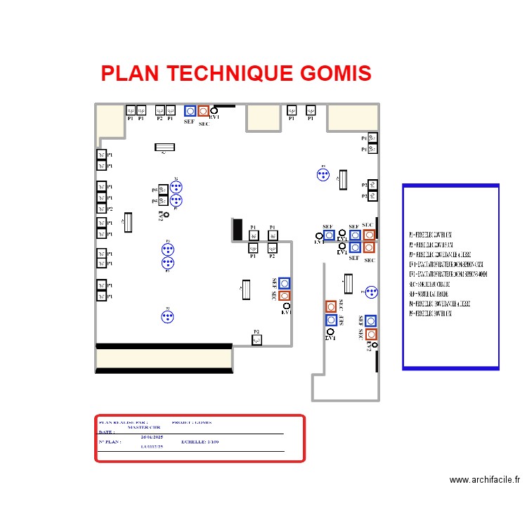 PLAN TECHNIQUE GOMIS3. Plan de 4 pièces et 8 m2