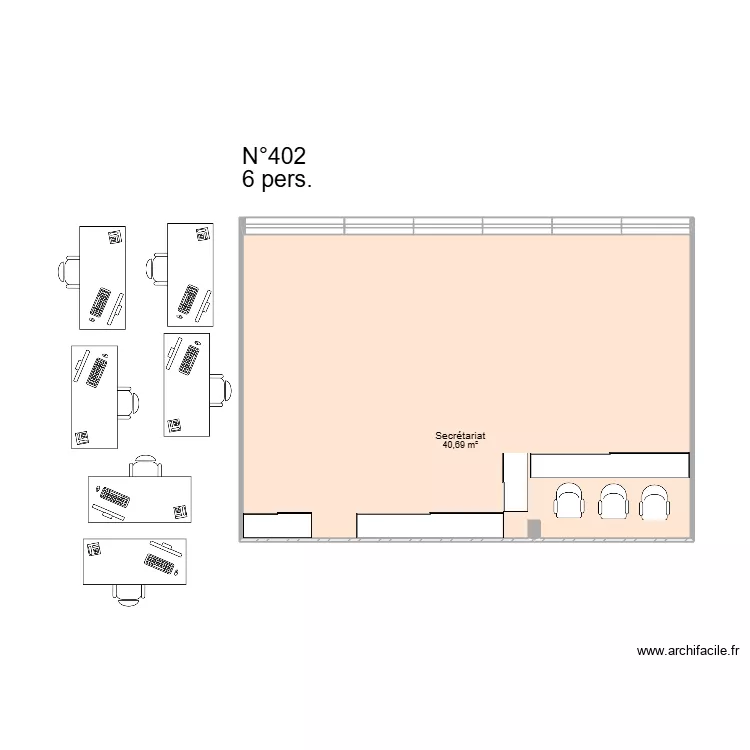 402_Secr&eacute;tariat. Plan de 1  et 41 m²