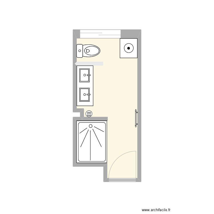 SdB V2. Plan de 1 pièce et 7 m2