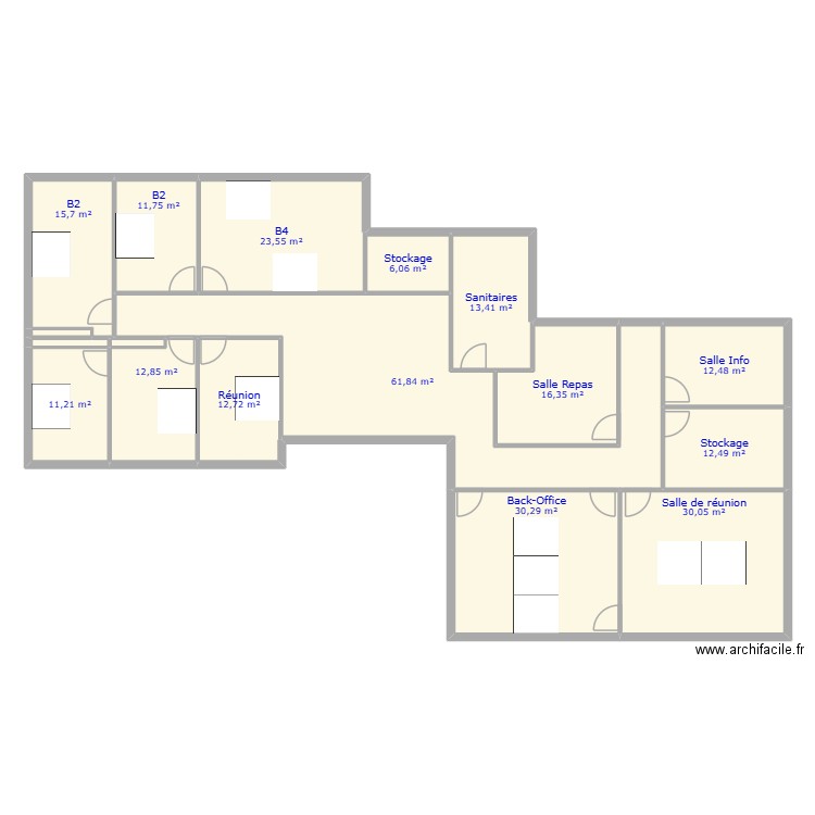 Tours_V1_meublé. Plan de 17 pièces et 273 m2