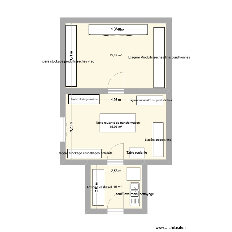 local PPam. Plan de 3 pièces et 37 m2