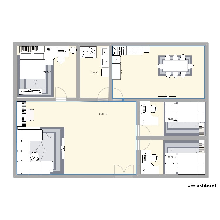 Celso. Plan de 5 pièces et 126 m2