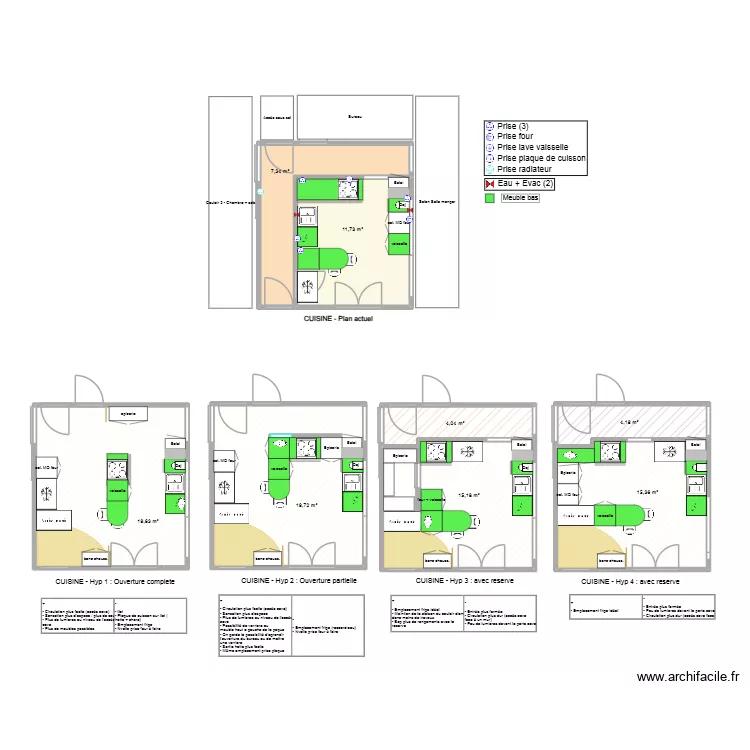 Cuisine Aix. Plan de 8  et 97 m²