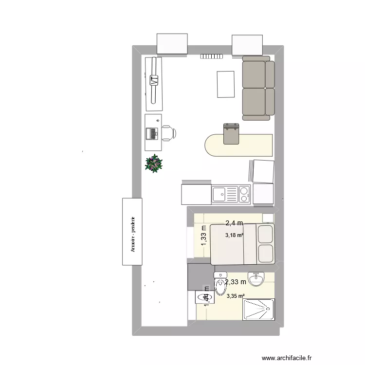 appart Tour du roy2. Plan de 2 Pièces et 7 m² appart Tour du roy2. Plan de 2 Pièces et 7 m²