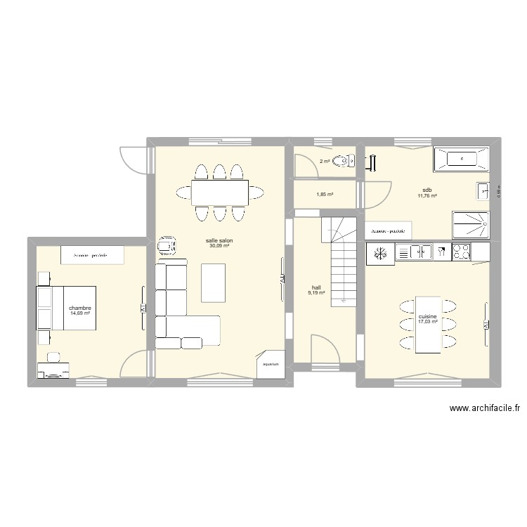 cuisine sdb reclinghem. Plan de 7 pièces et 87 m2