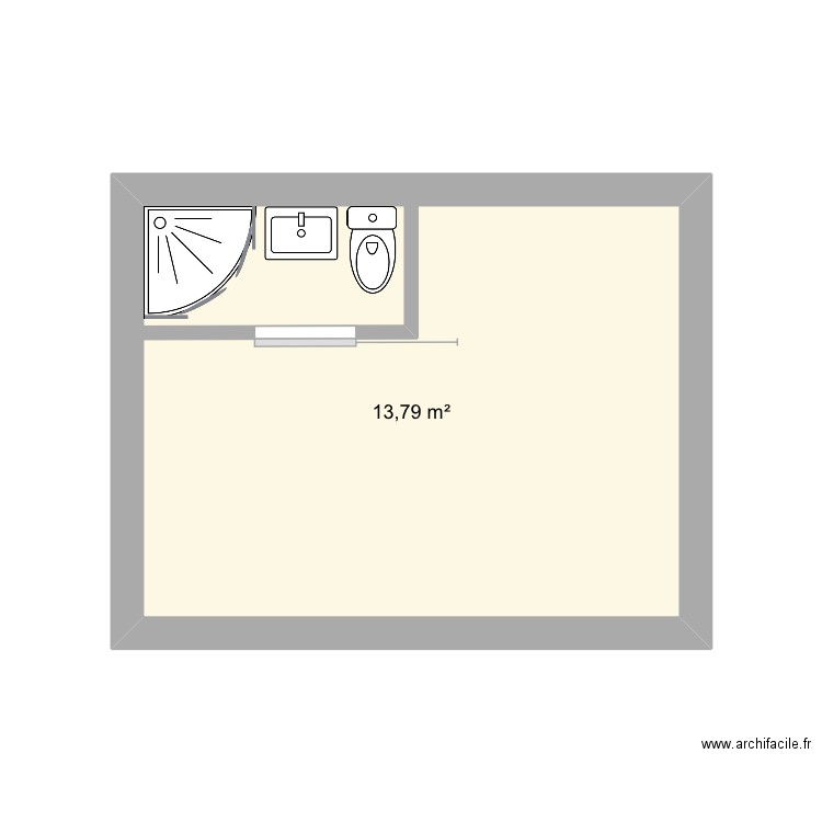 Studio2. Plan de 1 pièce et 14 m2