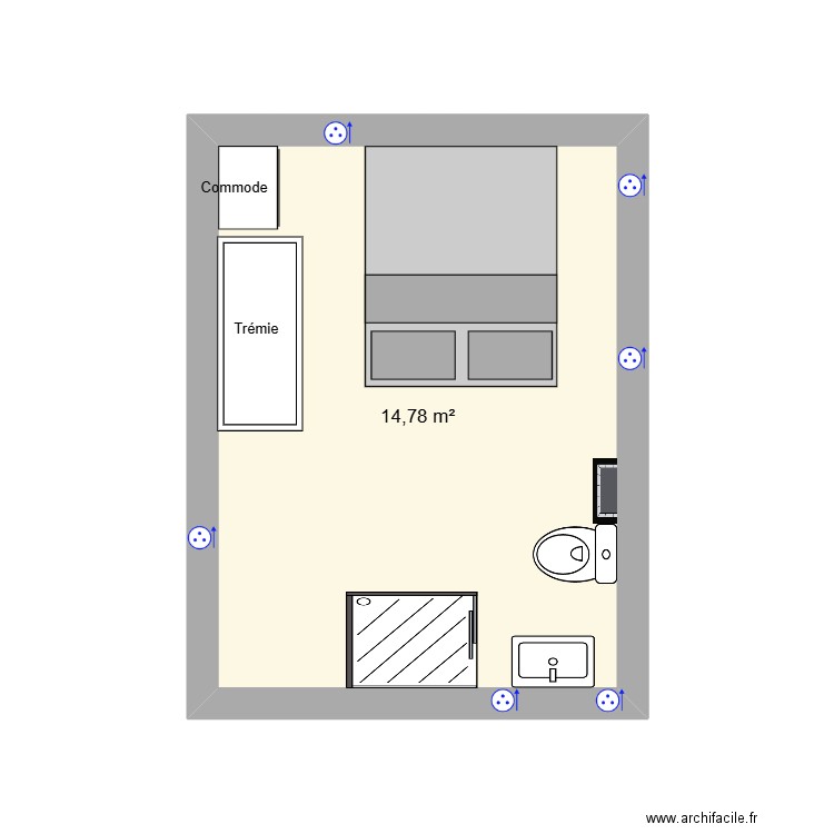 Mezza villa 24 copie. Plan de 1 pièce et 15 m2