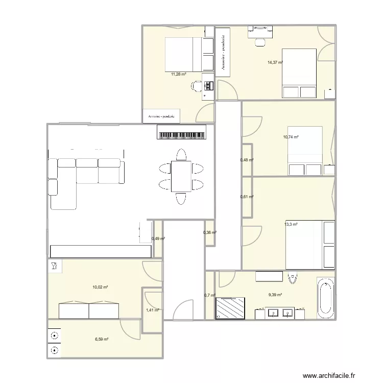 Appart V2 A. Plan de 13 pièces et 80 m²
