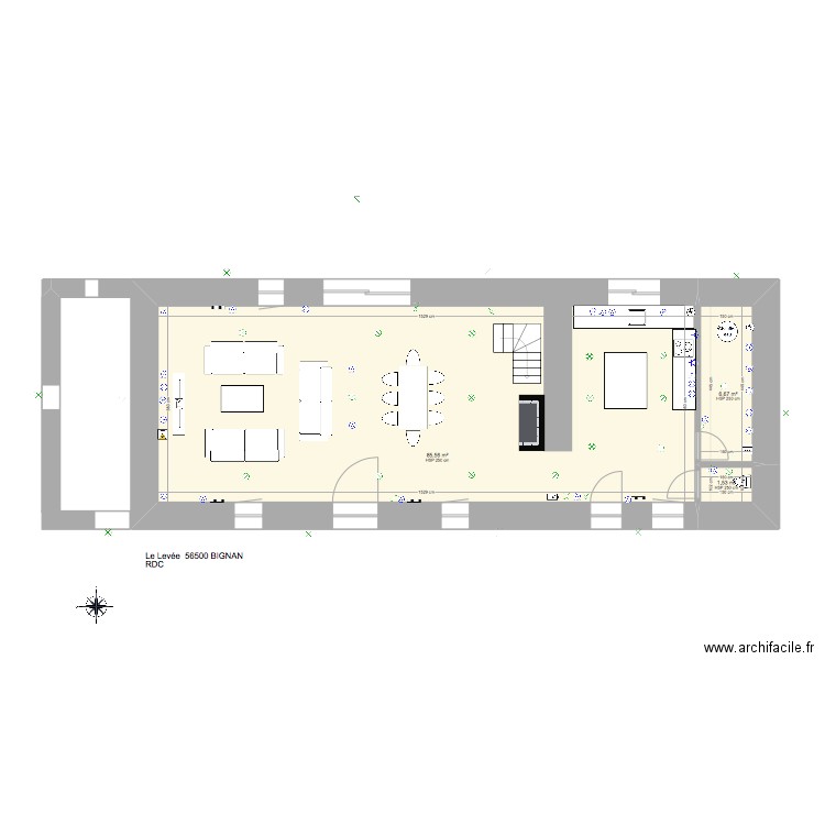MARION LE LEVEE RDC AMENAGEMENT ELEC. Plan de 0 pièce et 0 m2