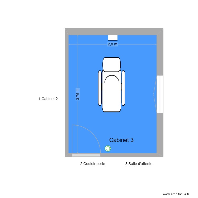 50125 Cabinet 3. Plan de 1 pièce et 10 m2