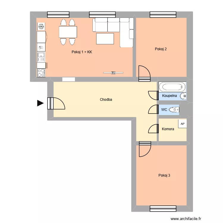 N&aacute;měst&iacute; Jana Nerudy 617 byt 5 OV. Plan de 8  et 84 m²