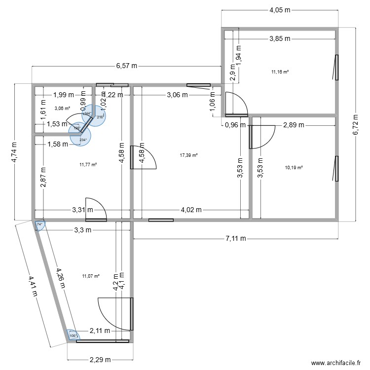 ville cecile. Plan de 6 pièces et 65 m2