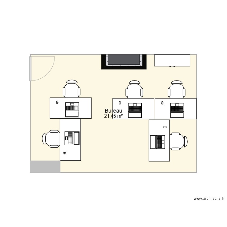 bureau SAMI. Plan de 1 pièce et 21 m2