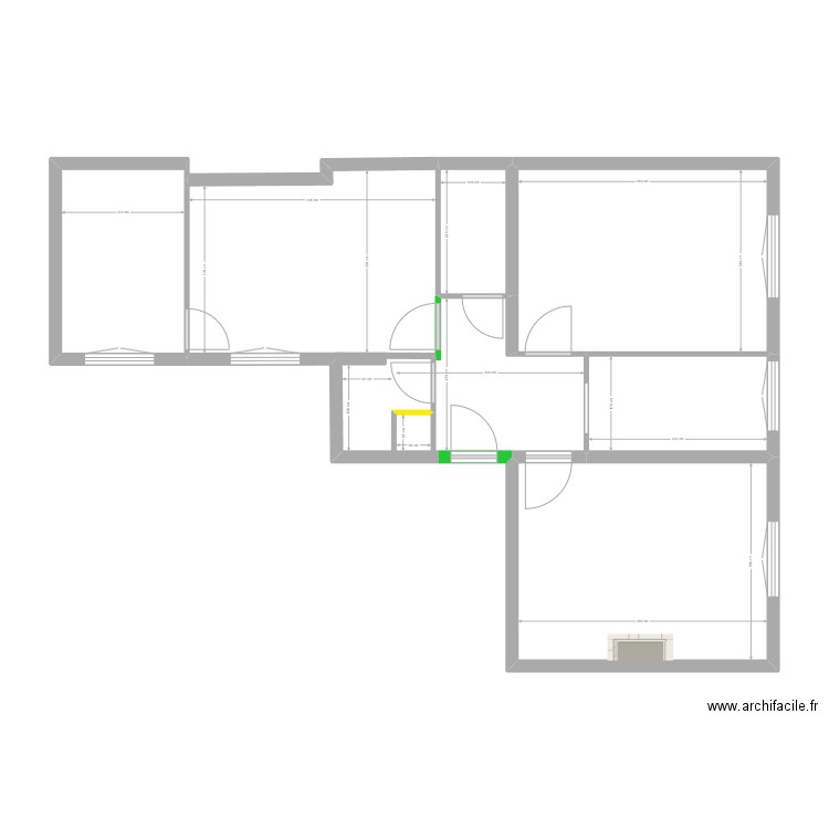 Travaux 3CP. Plan de 7 pièces et 70 m2