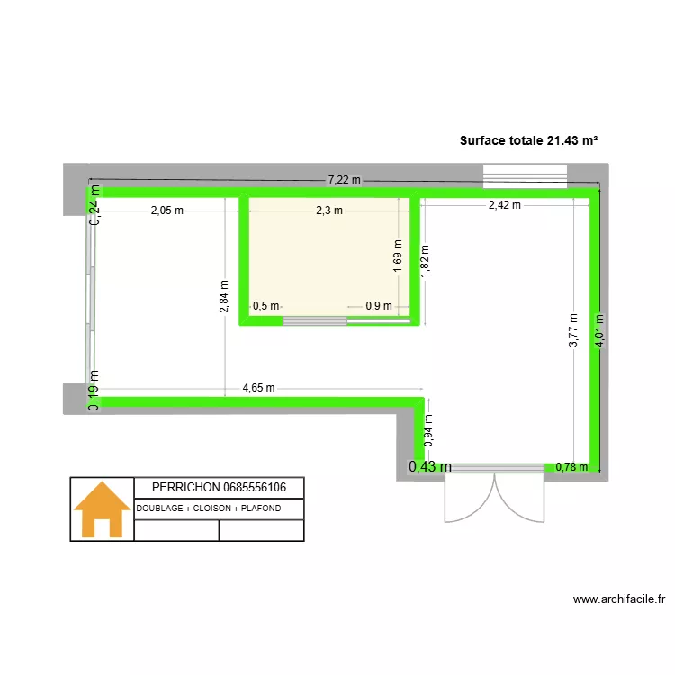 Salon massage cotation. Plan de 1  et 4 m²