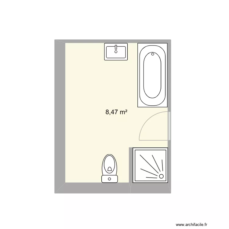 ROBILIARD SDB R+1 existant. Plan de 1 Pièce et 8 m²