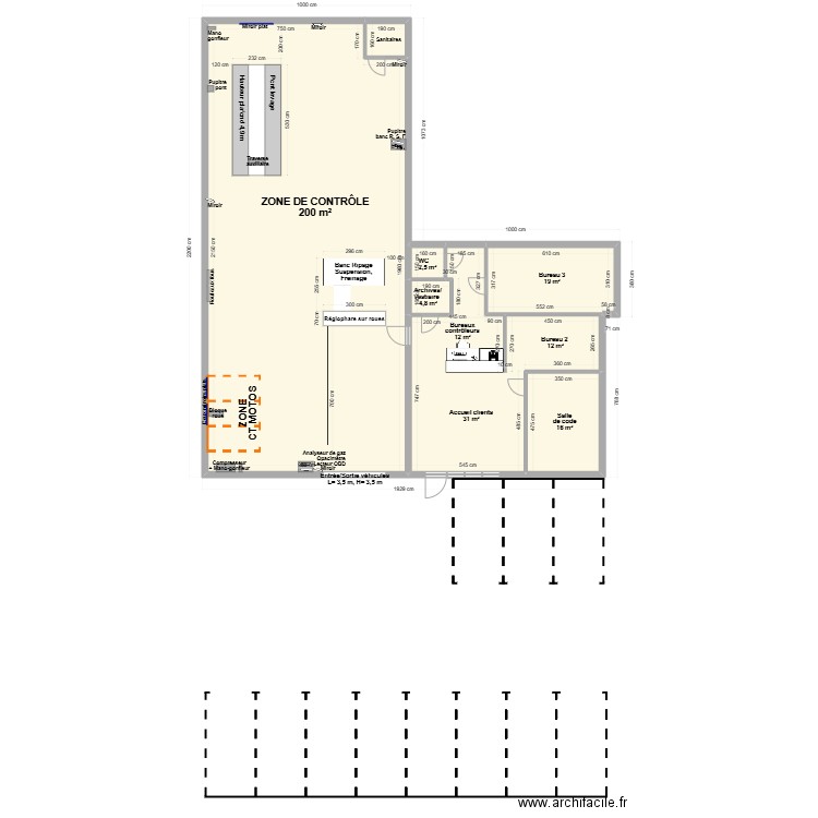 CCT mixte VL/CL Contrôle Technique CENON 33ABEC. Plan de 7 pièces et 301 m2
