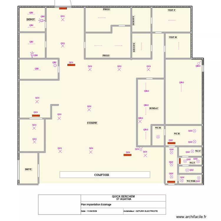 QUICK BERCHEM ECLAIRAGE. Plan de 21  et 690 m²